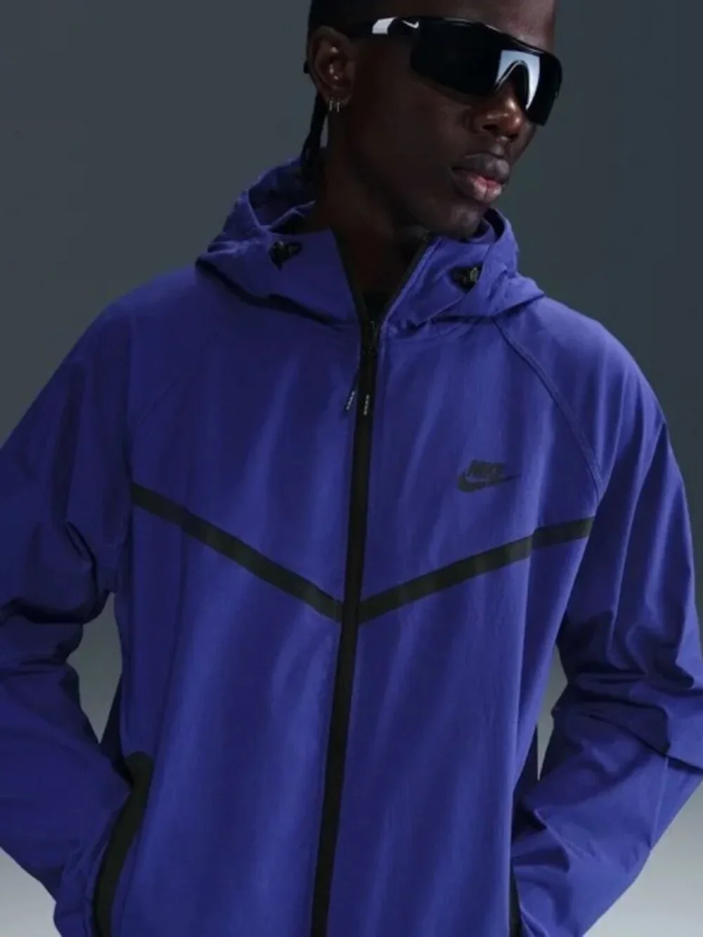 Nike Tech Men’s Woven Hooded Jacket Blue HM7151-539, Size Large (New)